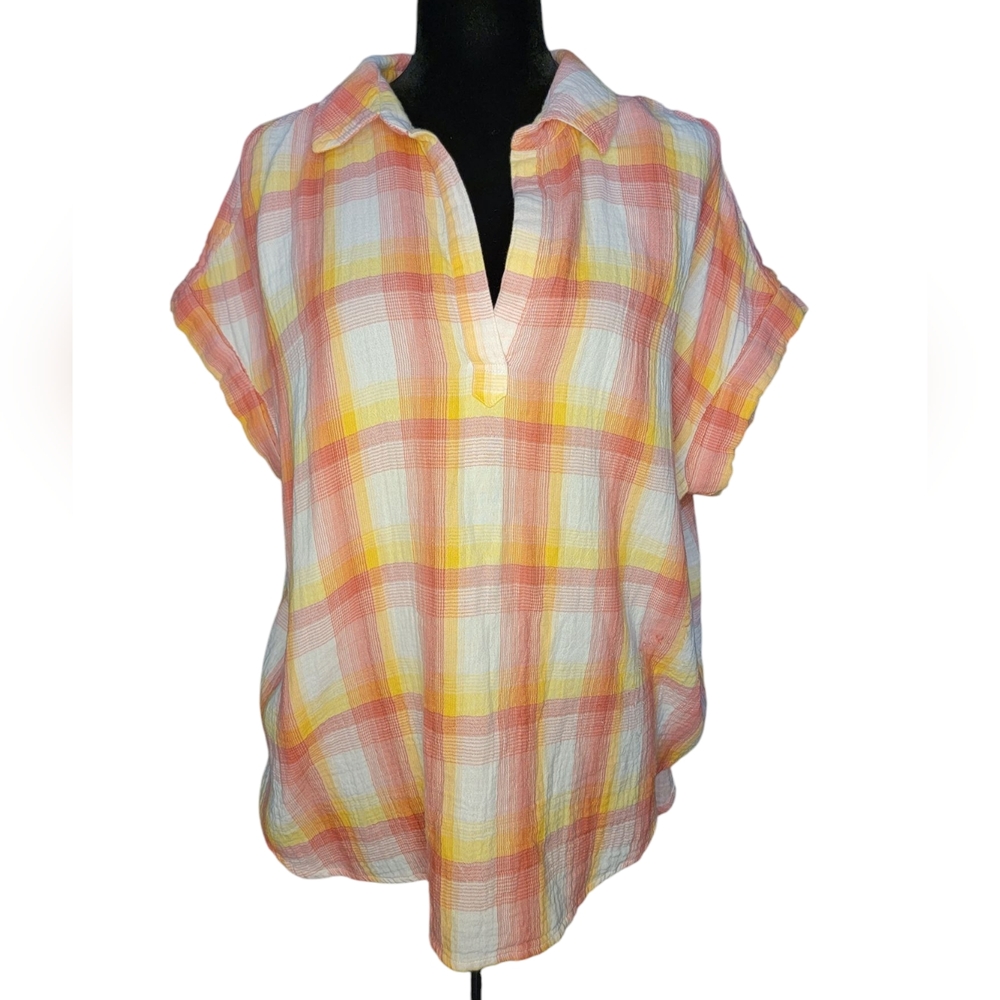 Style & CoWomen's Printed Gauze Short-Sleeve Popover Top Size XL